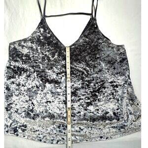 American Eagle Silver Crushed Velvet Y2K Cami Grunge Glam Strap Tank Top XL